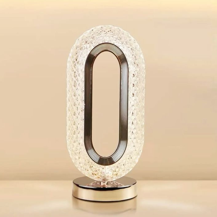 Rechargeable Luxury Oval Shaped Crystal Table Lamp