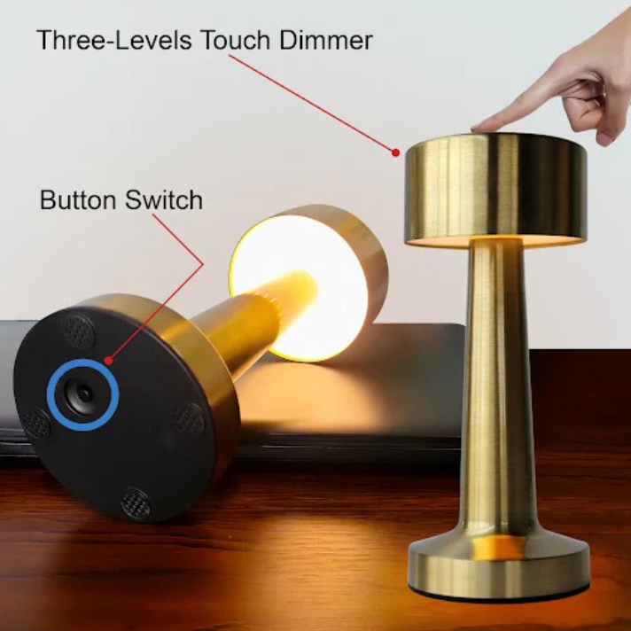 Dumbbell Shape Retro Style Rechargeable Metal Touch Lamp