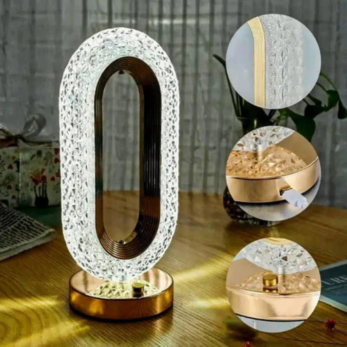 Rechargeable Luxury Oval Shaped Crystal Table Lamp