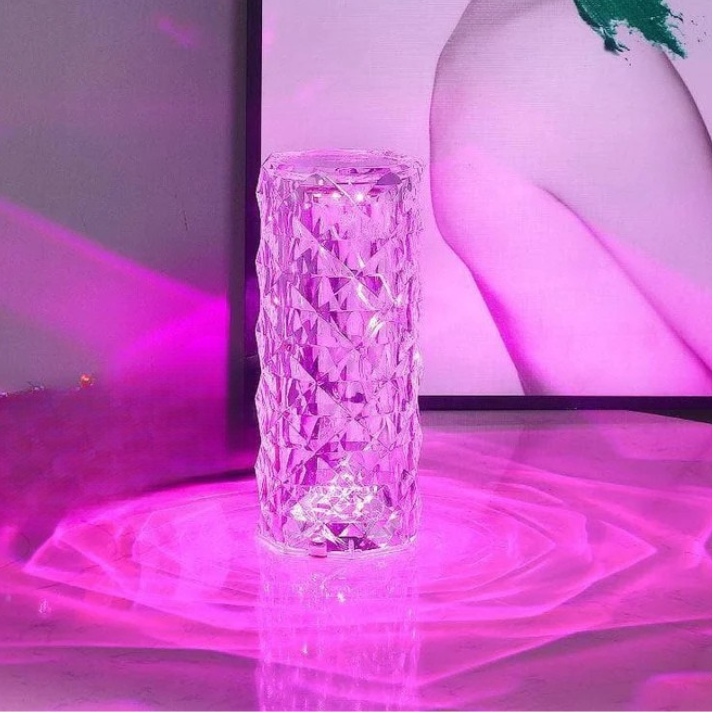 Rose Crystal Diamond Touch Lamp – 16 Color RGB LED Night Light with Remote Control